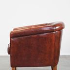 Set Van Een Strakke, Luxe, In Goede Staat Verkerende Oxblood Rode Rundleren Bank + Clubfauteuil thumbnail 17