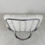 Leolux Fauteuil, Draaistoel Met Wit Lederen Bekleding, Jaren 60 thumbnail 24