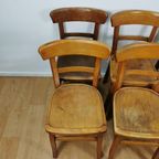 Vintage Houten Bistrostoelen, Café Stoelen, Eetkamerstoelen Set Prijs thumbnail 6