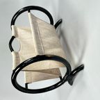 Vintage Ronde Lectuurbak / Tijdschriftenrek, Zwart Rotan, 1970's thumbnail 5
