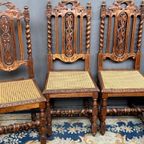 Set Van 4 Jachtstoelen. Eikenhout. thumbnail 3