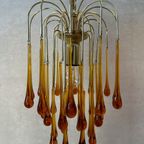 Vintage Amberkleurige ‘teardrop’ Kroonluchter thumbnail 3
