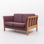 Vintage Danish Design Two Seat Sofa / 2 Zitsbank In Aubergine Wool thumbnail 2