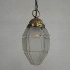 Art Deco Hanglamp Met 6 Hoekige Kap Aan Ketting, Jaren 30 thumbnail 4