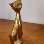 2X Messing Katten Poezen Beelden Vintage  Poes Kat Beeld thumbnail 4