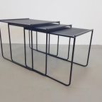 Vintage Zwart Metaal Bijzettafel Mimi Set Nesting Tables '80 thumbnail 2