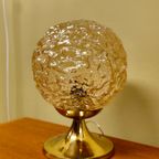 Vintage Tafellamp Bollampje Bedlampje Lamp Messing Glas thumbnail 8