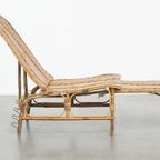 Geweldige Brocante Inklapbare Vintage Franse Rotan Lounge Fauteuil/ Deckchair thumbnail 2