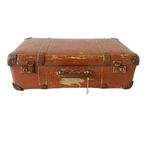 Vintage Bruine Nubuck Leren Koffer Leder Shabby Chic thumbnail 2