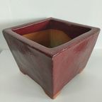 Set Vintage Bloempotten Keramiek Bordeauxrood thumbnail 8