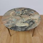Vintage Hollywood Regency Salontafel Koffietafel Met Marmer Onyx Blad thumbnail 15