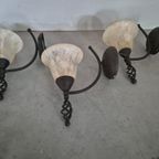 3 Vintage Wandlampen Met Gemarmerd Glas thumbnail 3
