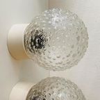 Set Van 2 Plafondlampen Reliëf Glazen Bolletjes , Jaren 70 thumbnail 4