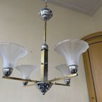 Lamp Art Deco 1930 Modernistisch 4 Arms Matglazen Schalen thumbnail 8