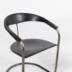 Vintage Italian Black Leather ‘Canasta’ Chairs / Eetkamerstoelen From Arrben, 1980’S thumbnail 9