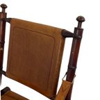 Officer’S Chair - Wood And Leather Upholstery - Military Campaign Style thumbnail 6