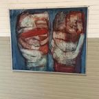 Vintage Origineel Schilderij, "dubbelportret", M.w. Hendeiks thumbnail 12