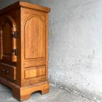 Brutalist 2 Doors Oak And Brass Cabinet thumbnail 6