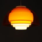 Zeer Zeldzame Ufo Designlamp In Geel Oranje Acrylplastic Met Witte Binnenkant - 1970 - Space Age thumbnail 10