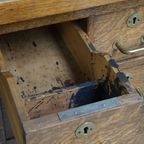 Antiek Art Deco Bureau Uit Begin 20e Eeuw Gemaakt Van Eikenhout In Amsterdamse School Stijl thumbnail 7