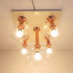 Zeldzame Plafondlamp Met 5 Glazen Bollen, Jaren 70, Ott International thumbnail 9