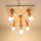 Zeldzame Plafondlamp Met 5 Glazen Bollen, Jaren 70, Ott International thumbnail 9
