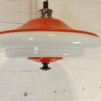 Vintage Space Age Ufo Pullout Hanglamp, Oranje En Wit thumbnail 3