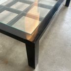 Vintage Zwarte Hoogglans Salontafel Met Glazen Blad, Japanse Stijl, 1980’s thumbnail 12