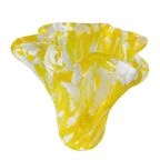 Vintage Glazen Vaas Murano Stijl Geel Wit Transparant thumbnail 3