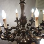 Art Deco Gepatineerd Bronzen Nederlands- Vlaamse Kasteel Kroonluchter, 12 Lichtpunten thumbnail 4