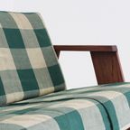 Vintage Sofa Checkered Fabric And Wood , Italy thumbnail 4