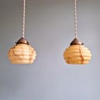 Paar Art Deco Hangers In Gemarmerd Opaline, 1920-30 thumbnail 15
