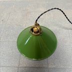 Groen Emaille Hanglamp Met Messing Armatuur thumbnail 3