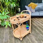Vintage Bamboe-rotan Serveer Trolley thumbnail 7
