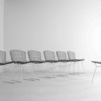 Vintage Mid-Century Set Van 7 Zwart-Witte Harry Bertoia Eetkamerstoelen thumbnail 4