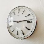 Vintage Midcentury Metamec Wandklok Wit Chroom thumbnail 3