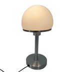 Bauhaus - Stainless Steel Table Lamp With Opaline Glass - In The Style Of Tecnolumen / Wagenfeld thumbnail 2