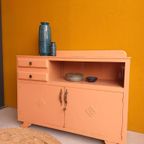 Vintage Brocante Dressoir, Kast Met Vitrine Gedeelte, Kastje thumbnail 3