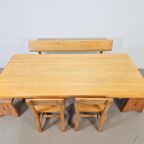 Vintage Eetkamer Set Schragentafel Bank Stoelen Krukken ´60 thumbnail 18
