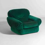 Plompe Postmoderne Italiaanse Lounge Banken In Diepgroene Flueel, 1970 thumbnail 12