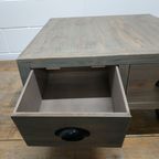 Industriële Verrijdbare Salontafel Of Planten-Koffietafel Met 4 Lades thumbnail 13