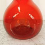 Vintage Ambachtelijk Gemaakte Rood Glazen Vaas, Fles thumbnail 9
