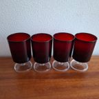 4 Vintage Robijnrood Wijn Glazen Cavalier Luminarc Frankrijk thumbnail 5
