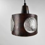 Vintage Hanglamp Uit Denemarken Koper En Glas thumbnail 4