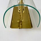 Vintage Wandlamp - Gebogen, Bewerkt Glas, Messing thumbnail 6