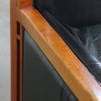 Mooie Zwarte Rundleren En Houten Art Deco Design Fauteuil Van Schuitema Uit De Decoforma Serie thumbnail 15