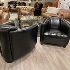 Showroommodel: 2X Stoere Industriële Tubchairs / Fauteuils Aviator In Hand Gepatineerd Zwart Run thumbnail 3