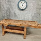 Antieke Werkbank Sidetable Keukeneiland Balie Beuken thumbnail 9