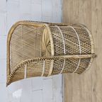 Vintage Geweven Rotan / Rattan Stoel / Luie Bohemian Stoel ( Lazy Rotan Chair ) thumbnail 2