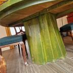 ¨houthakker¨ Rustik Ronde Groene Tafel Massief Hout thumbnail 4